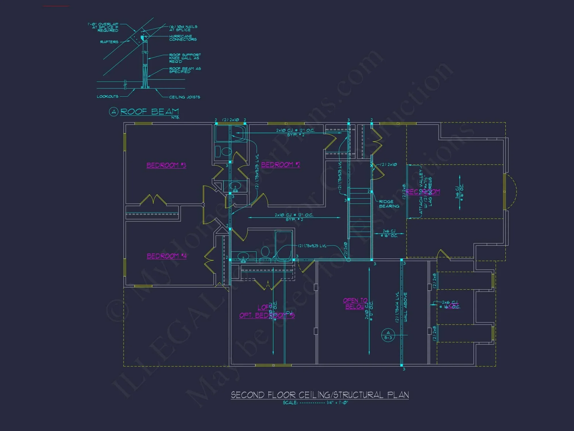 Modern Craftsman house Design - 5 Bed, 2-Car Garage Floor Plan