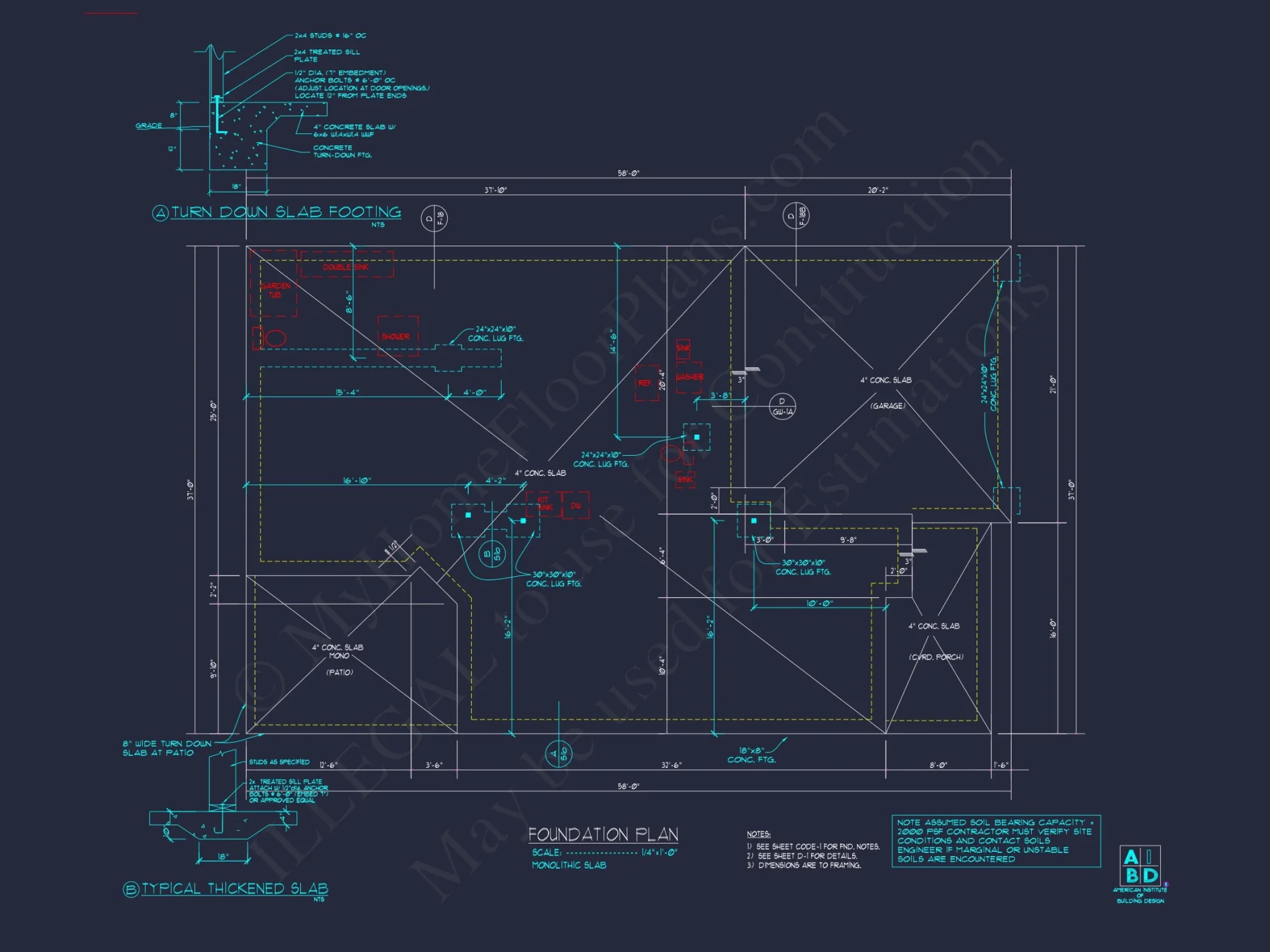 Modern Craftsman house Design - 5 Bed, 2-Car Garage Floor Plan