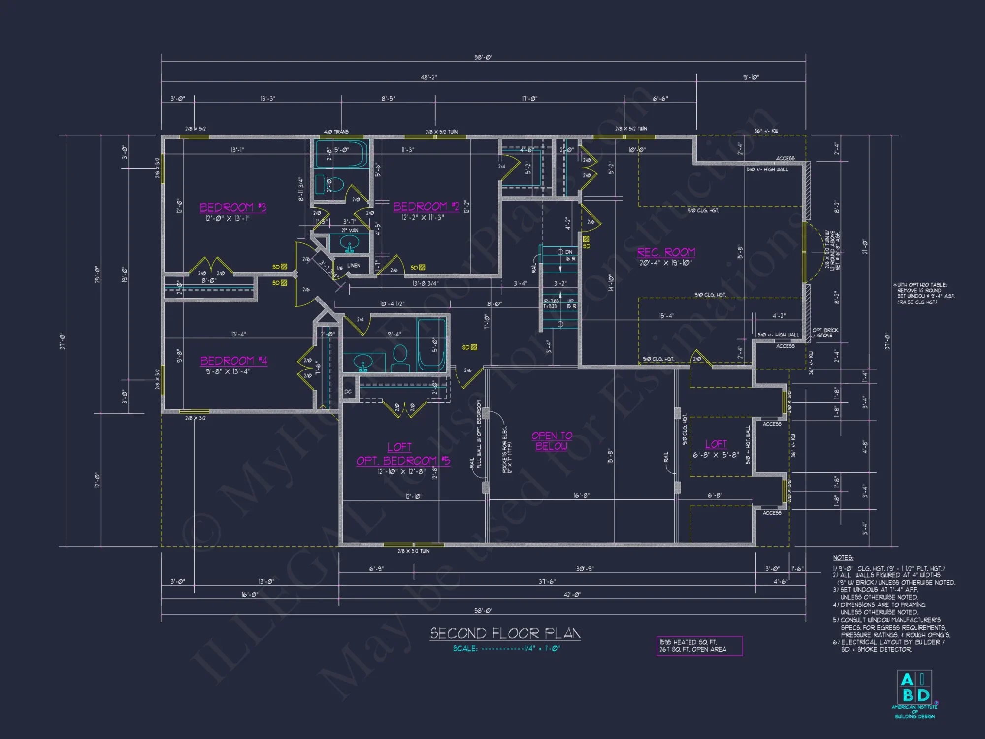 Modern Craftsman house Design - 5 Bed, 2-Car Garage Floor Plan