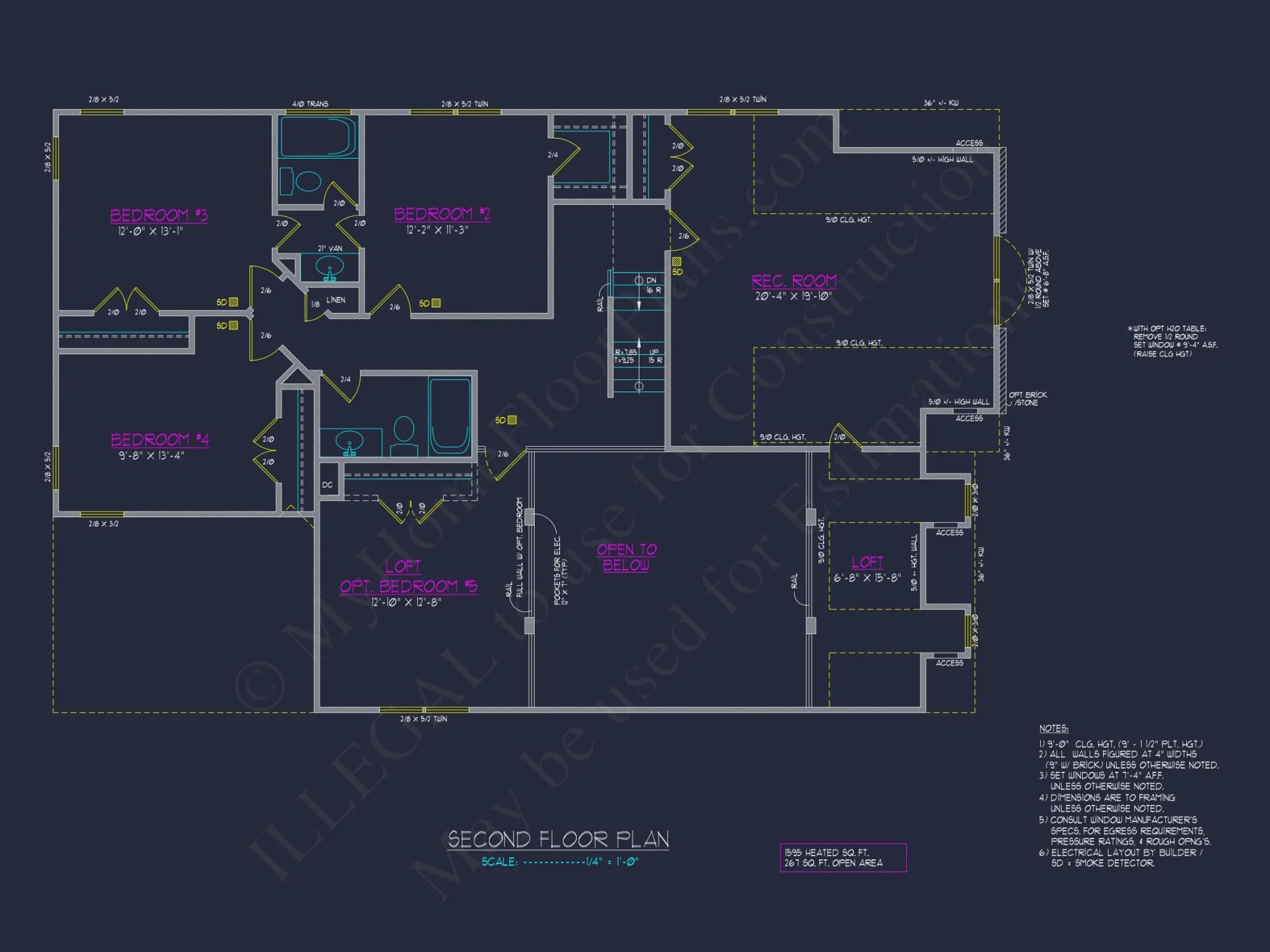 Modern Craftsman house Design - 5 Bed, 2-Car Garage Floor Plan