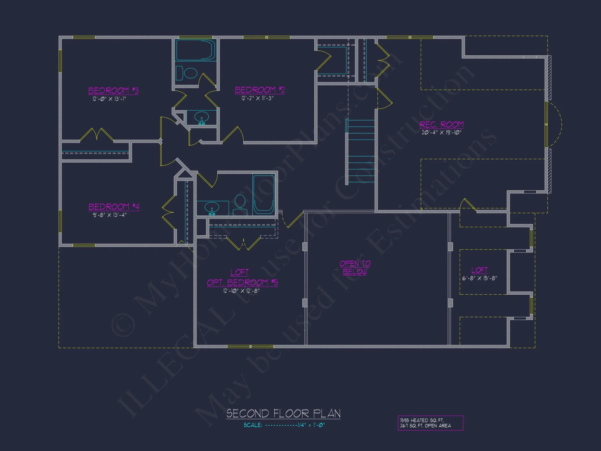 Modern Craftsman house Design - 5 Bed, 2-Car Garage Floor Plan