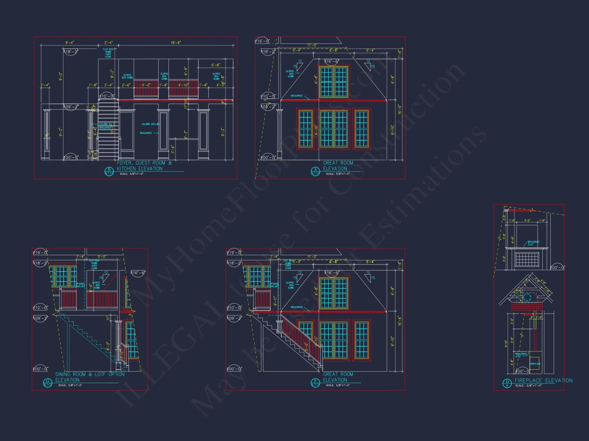 "4-bedroom Craftsman house plan with vaulted ceilings CAD design image"