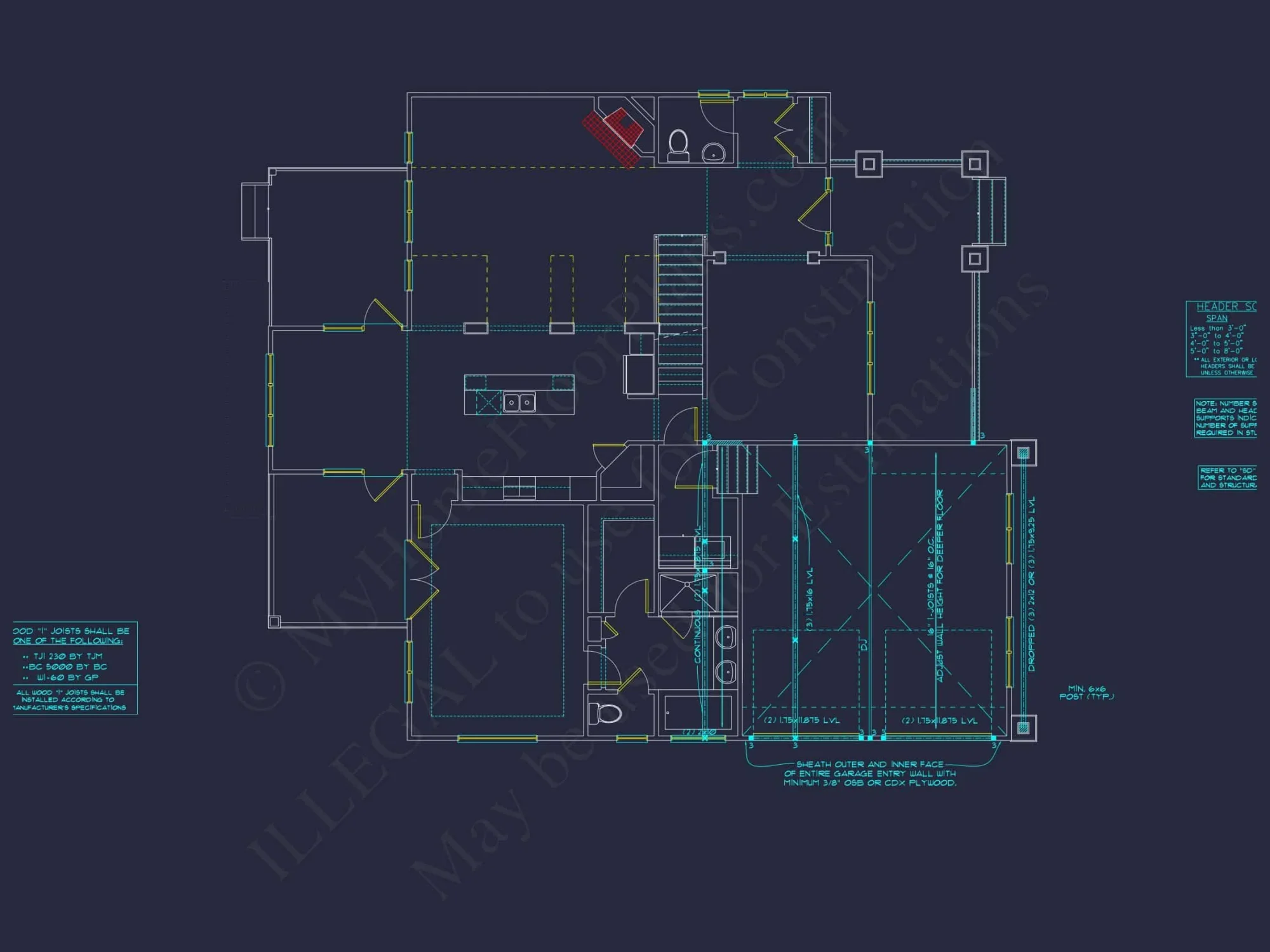 Craftsman house Plan with 4 Bedrooms and Vaulted Ceilings - CAD Design