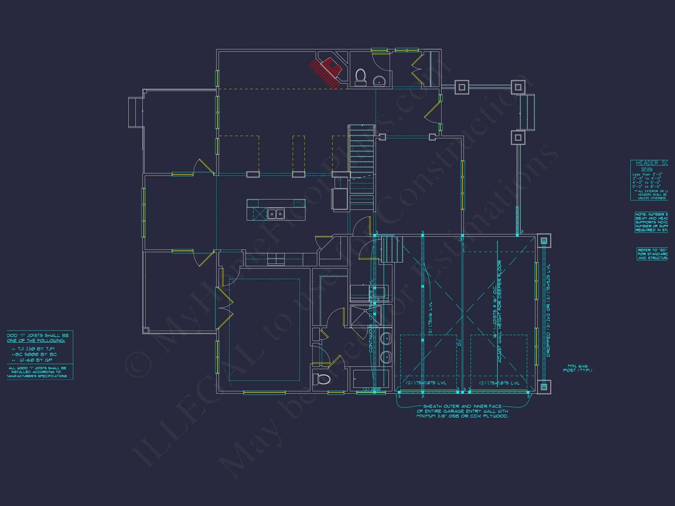 Craftsman house Plan with 4 Bedrooms and Vaulted Ceilings - CAD Design