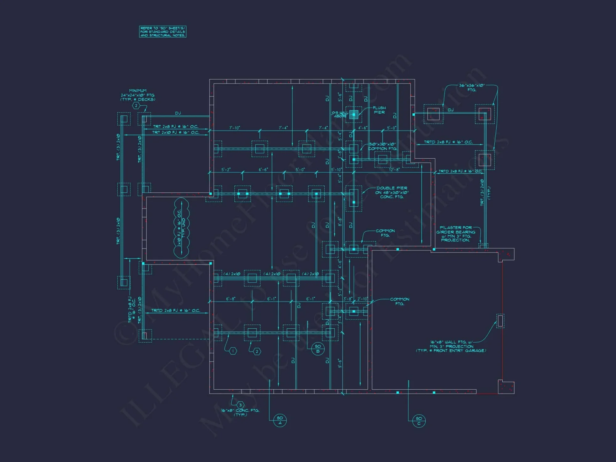 Craftsman house Plan with 4 Bedrooms and Vaulted Ceilings - CAD Design