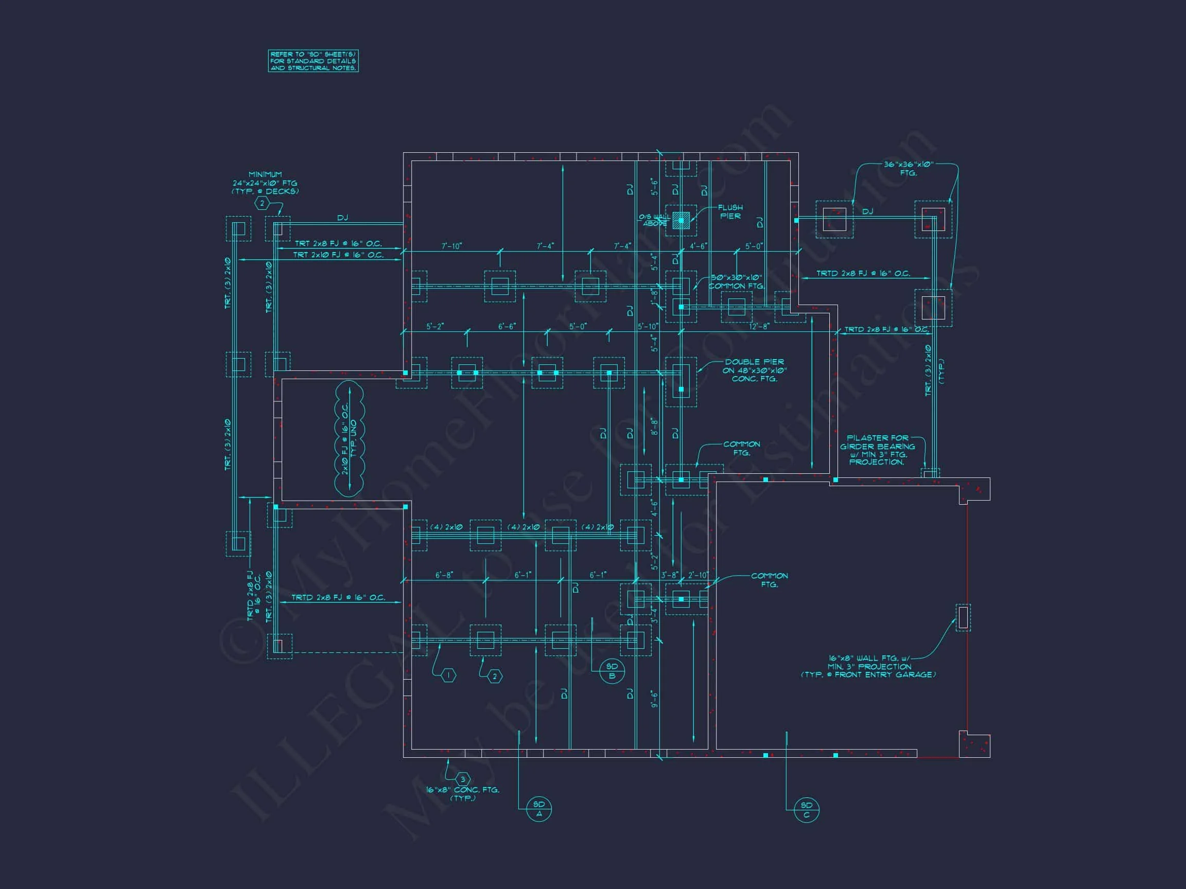Craftsman house Plan with 4 Bedrooms and Vaulted Ceilings - CAD Design
