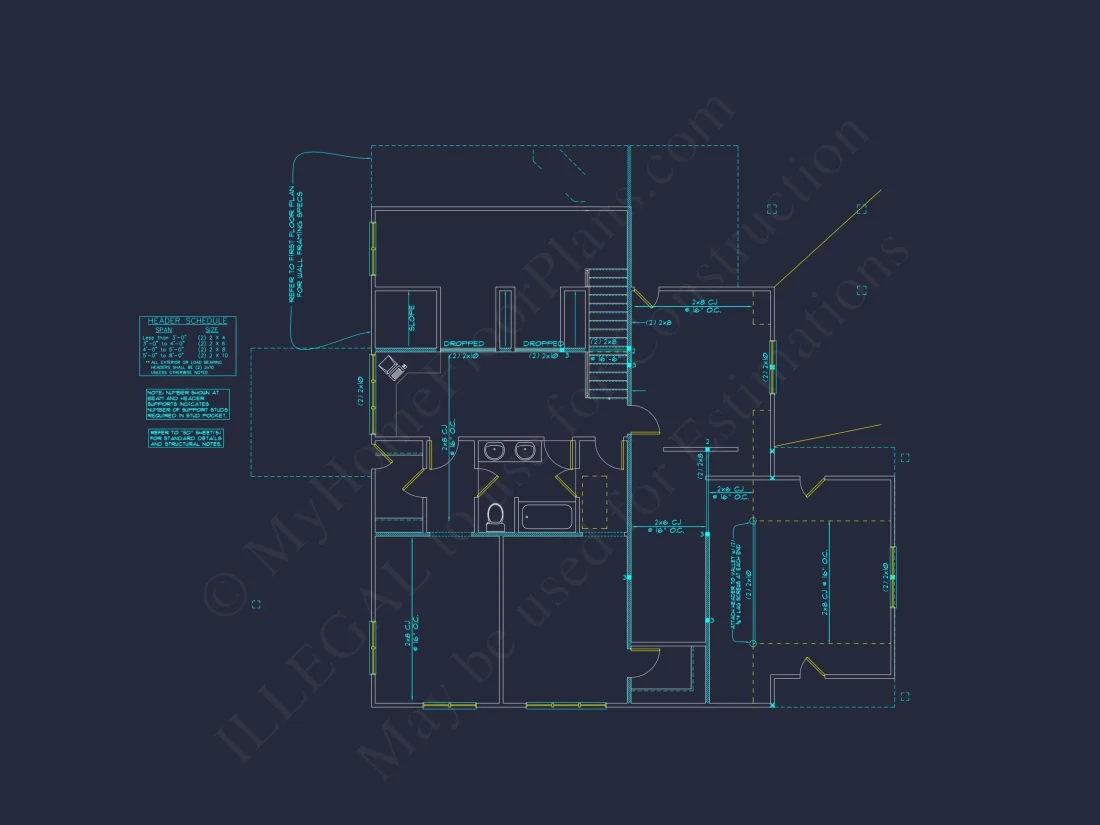 Craftsman house Plan with 4 Bedrooms and Vaulted Ceilings - CAD Design