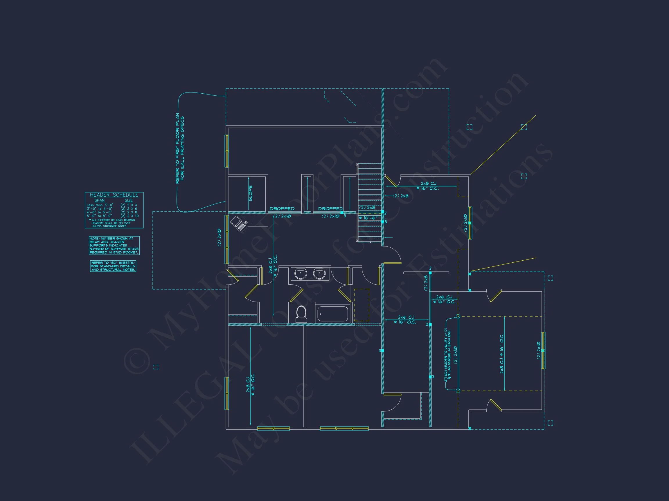 Craftsman house Plan with 4 Bedrooms and Vaulted Ceilings - CAD Design