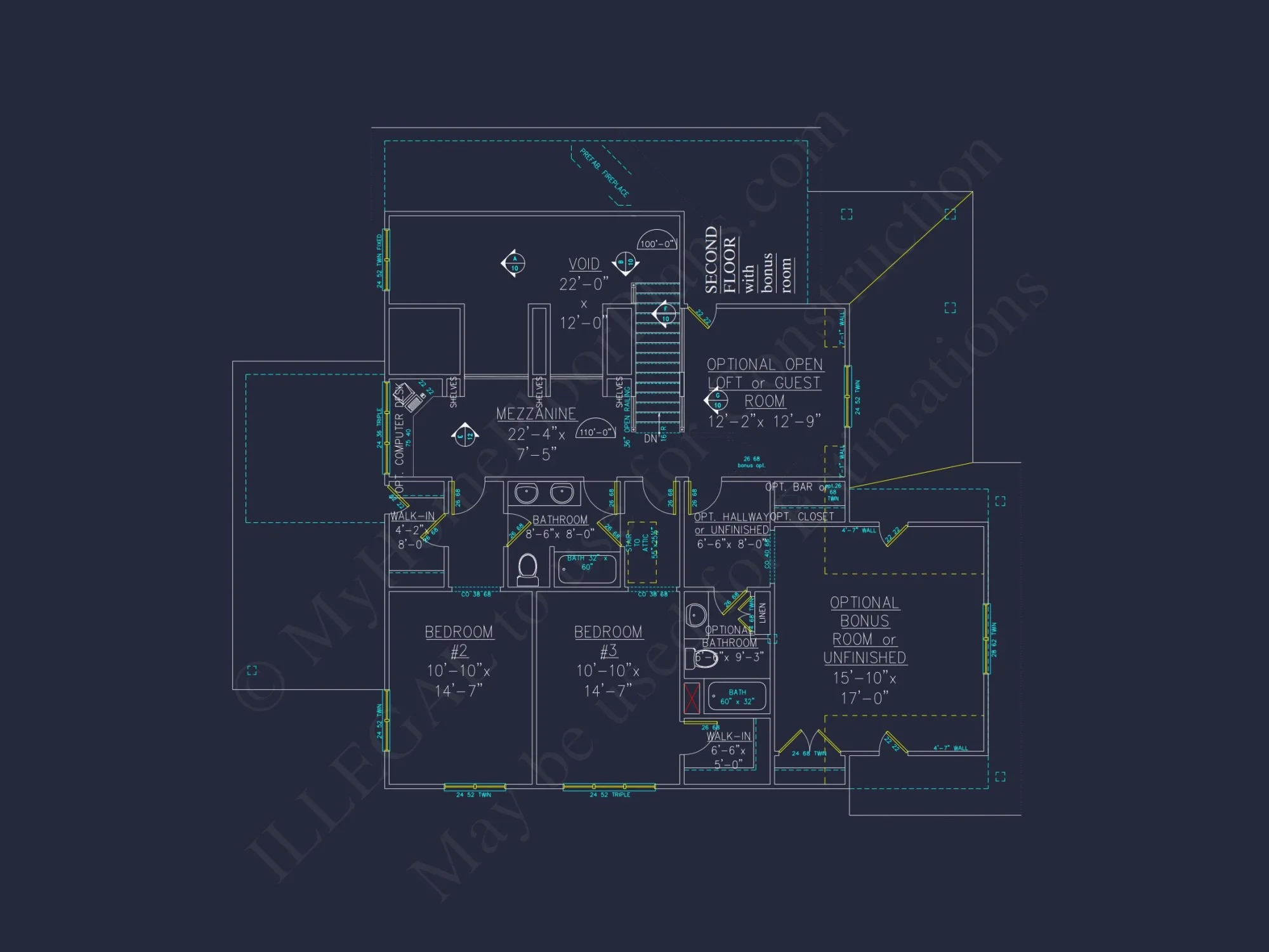 Craftsman house Plan with 4 Bedrooms and Vaulted Ceilings - CAD Design