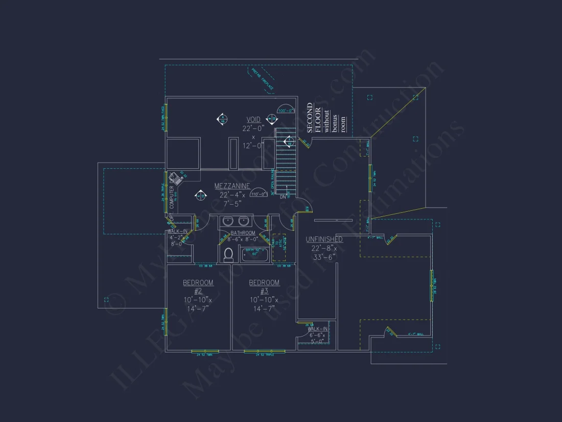 Craftsman house Plan with 4 Bedrooms and Vaulted Ceilings - CAD Design