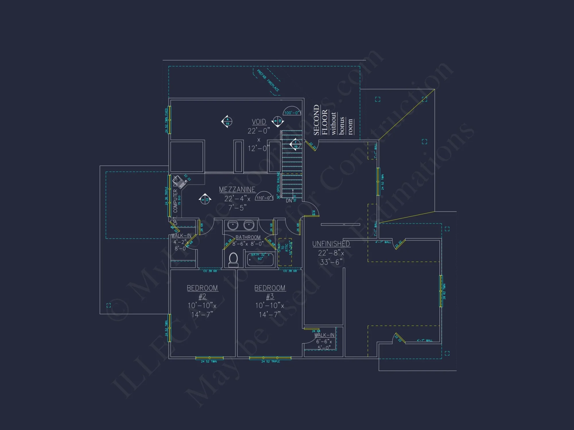 Craftsman house Plan with 4 Bedrooms and Vaulted Ceilings - CAD Design