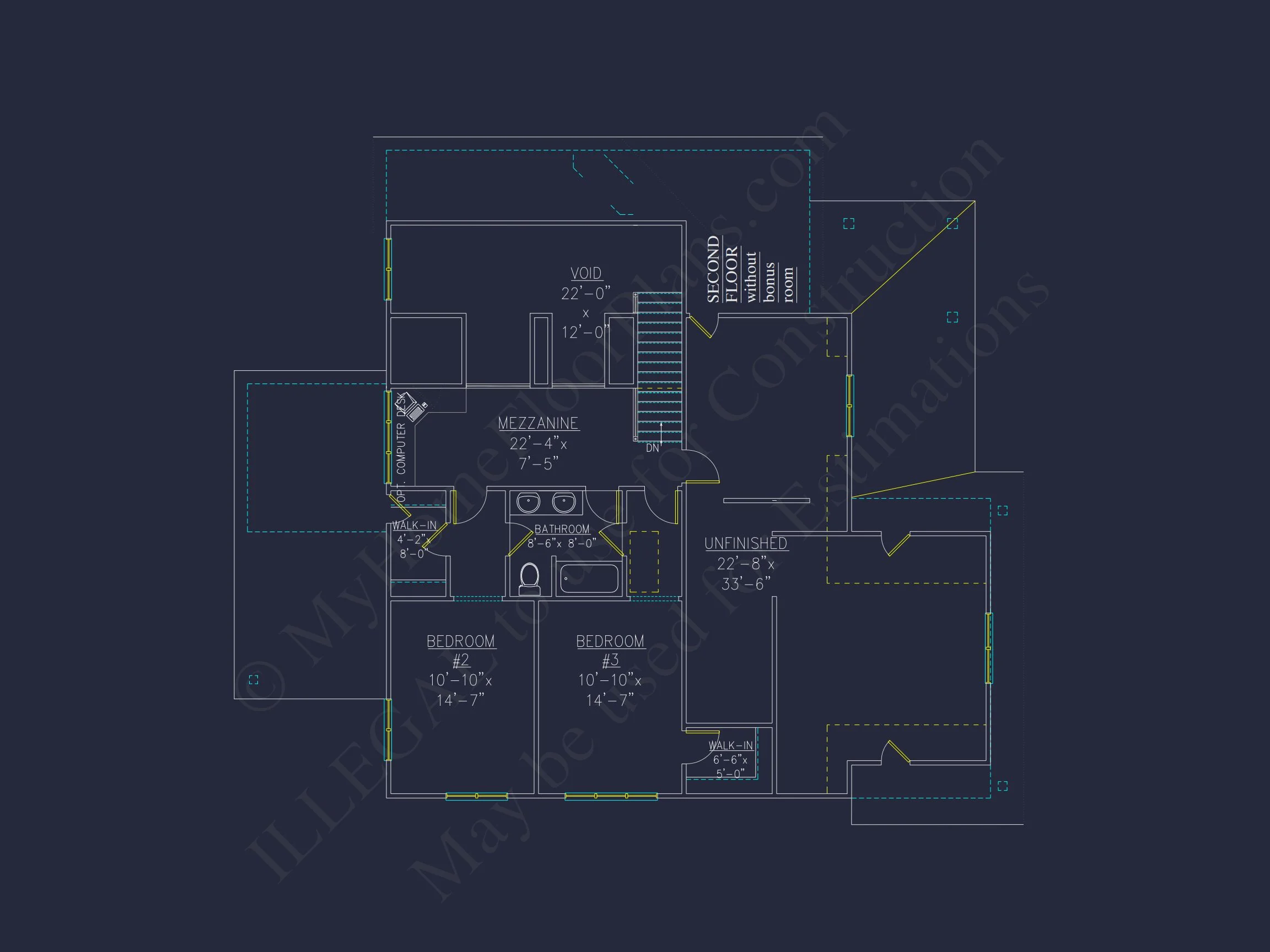Craftsman house Plan with 4 Bedrooms and Vaulted Ceilings - CAD Design