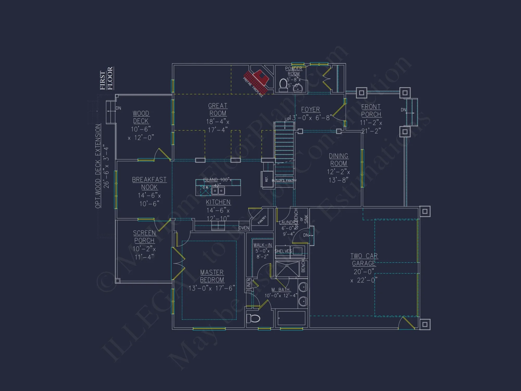 Craftsman house Plan with 4 Bedrooms and Vaulted Ceilings - CAD Design