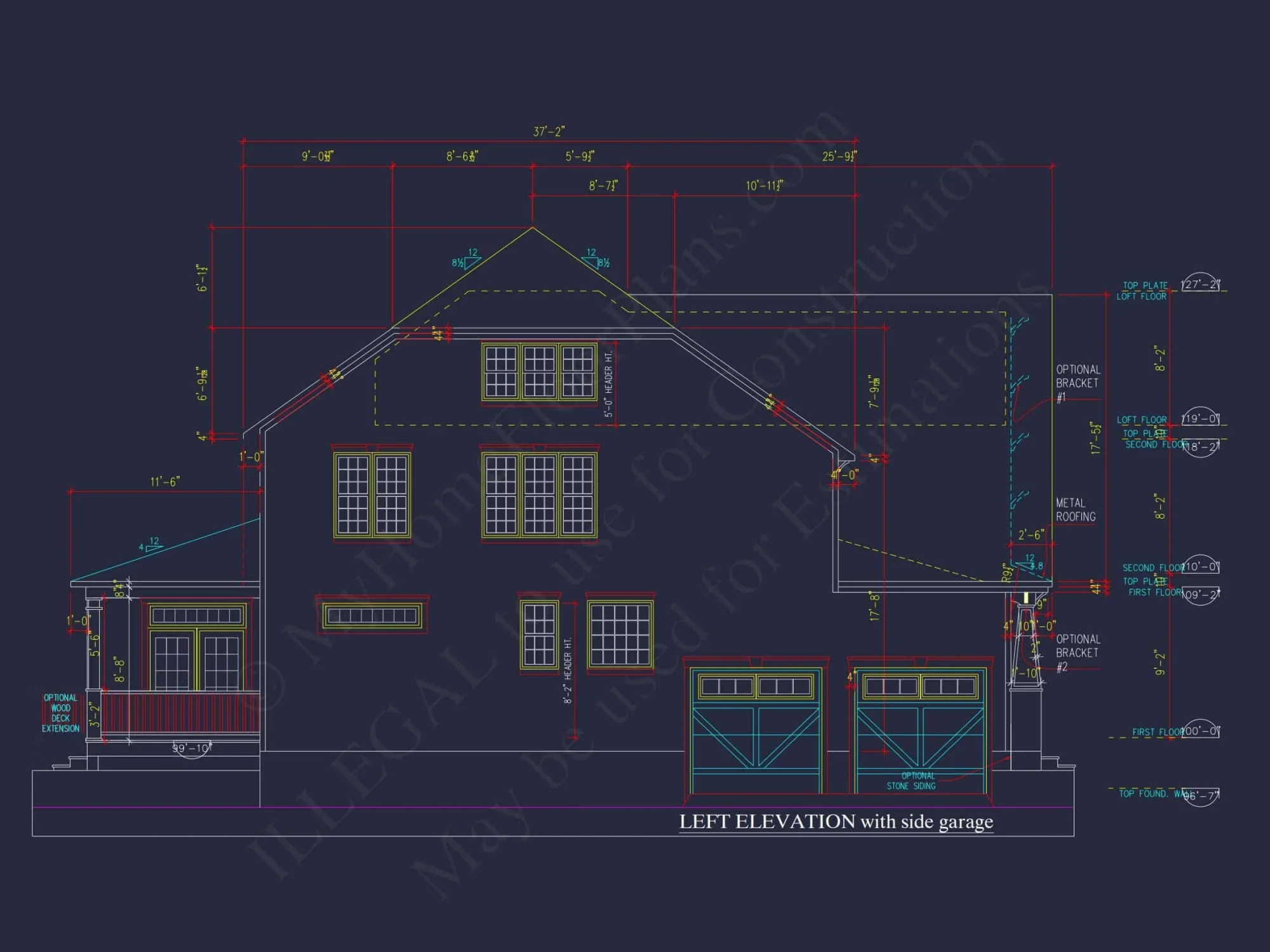 Craftsman house Plan with 4 Bedrooms and Vaulted Ceilings - CAD Design