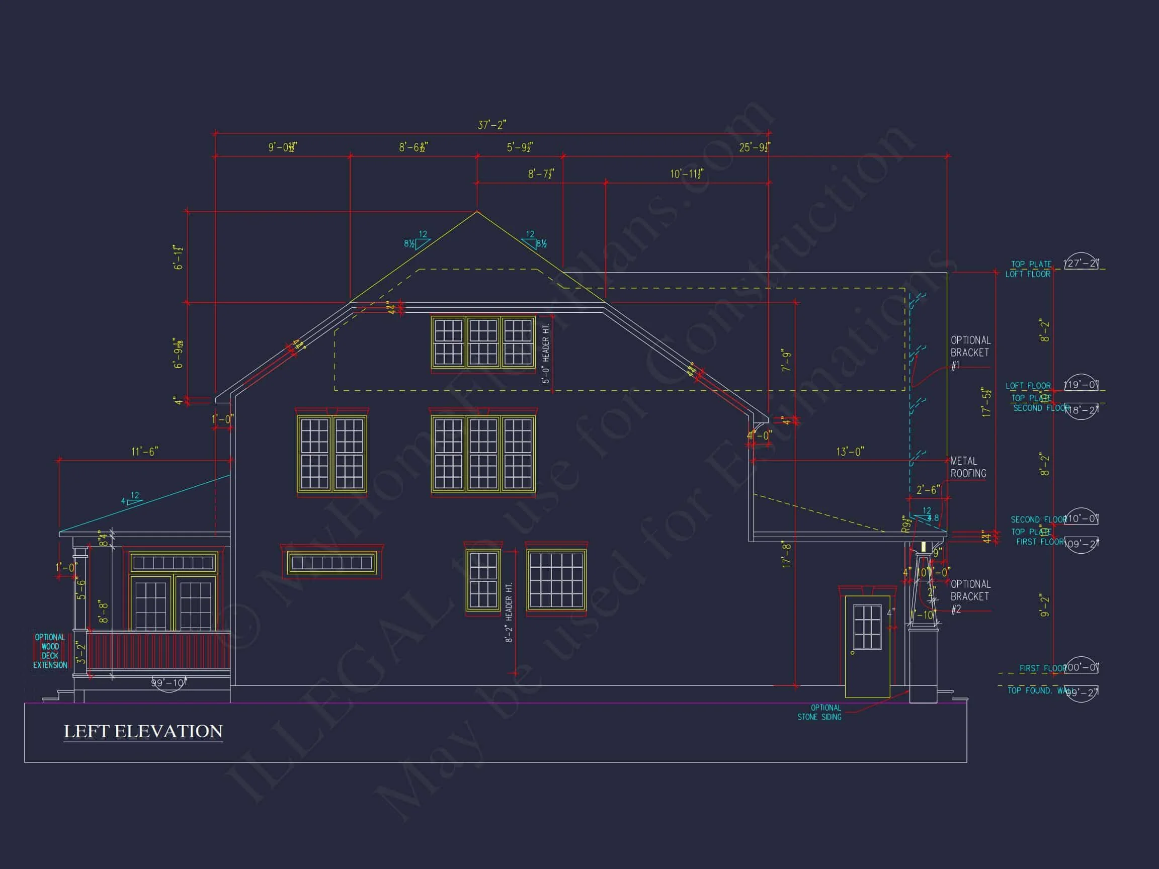 Craftsman house Plan with 4 Bedrooms and Vaulted Ceilings - CAD Design