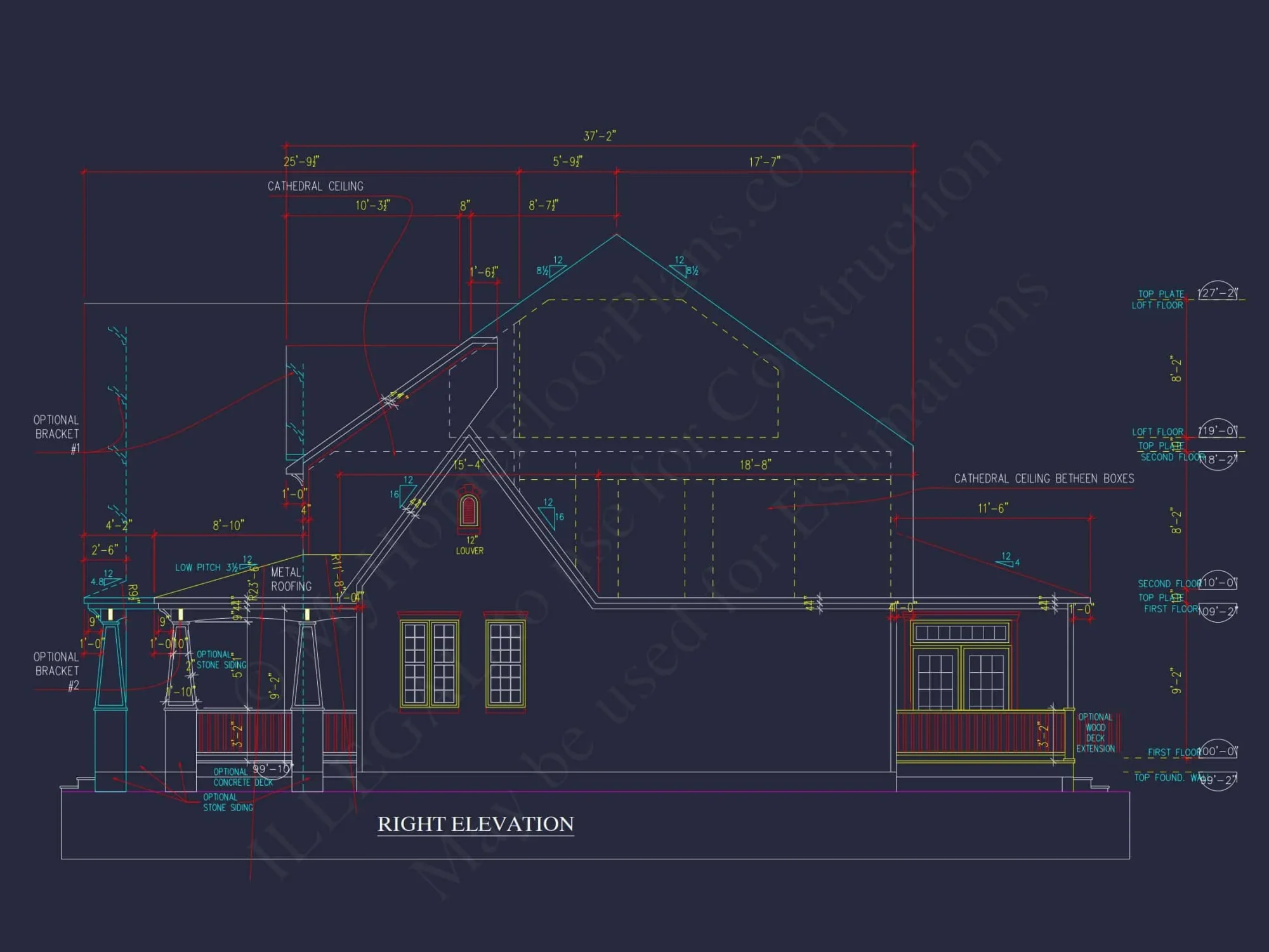 Craftsman house Plan with 4 Bedrooms and Vaulted Ceilings - CAD Design