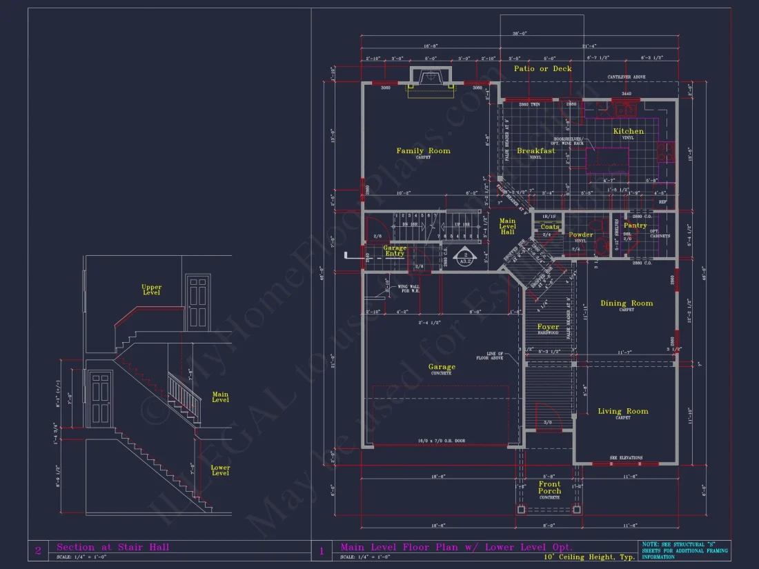 Coastal Craftsman house Plan with Detailed CAD Floor Designs