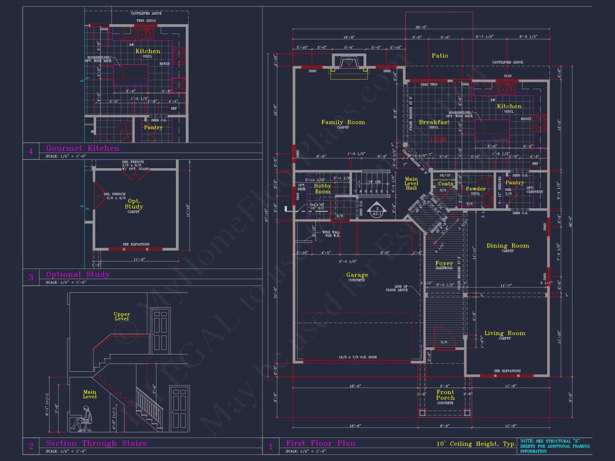Coastal Craftsman house Plan with Detailed CAD Floor Designs