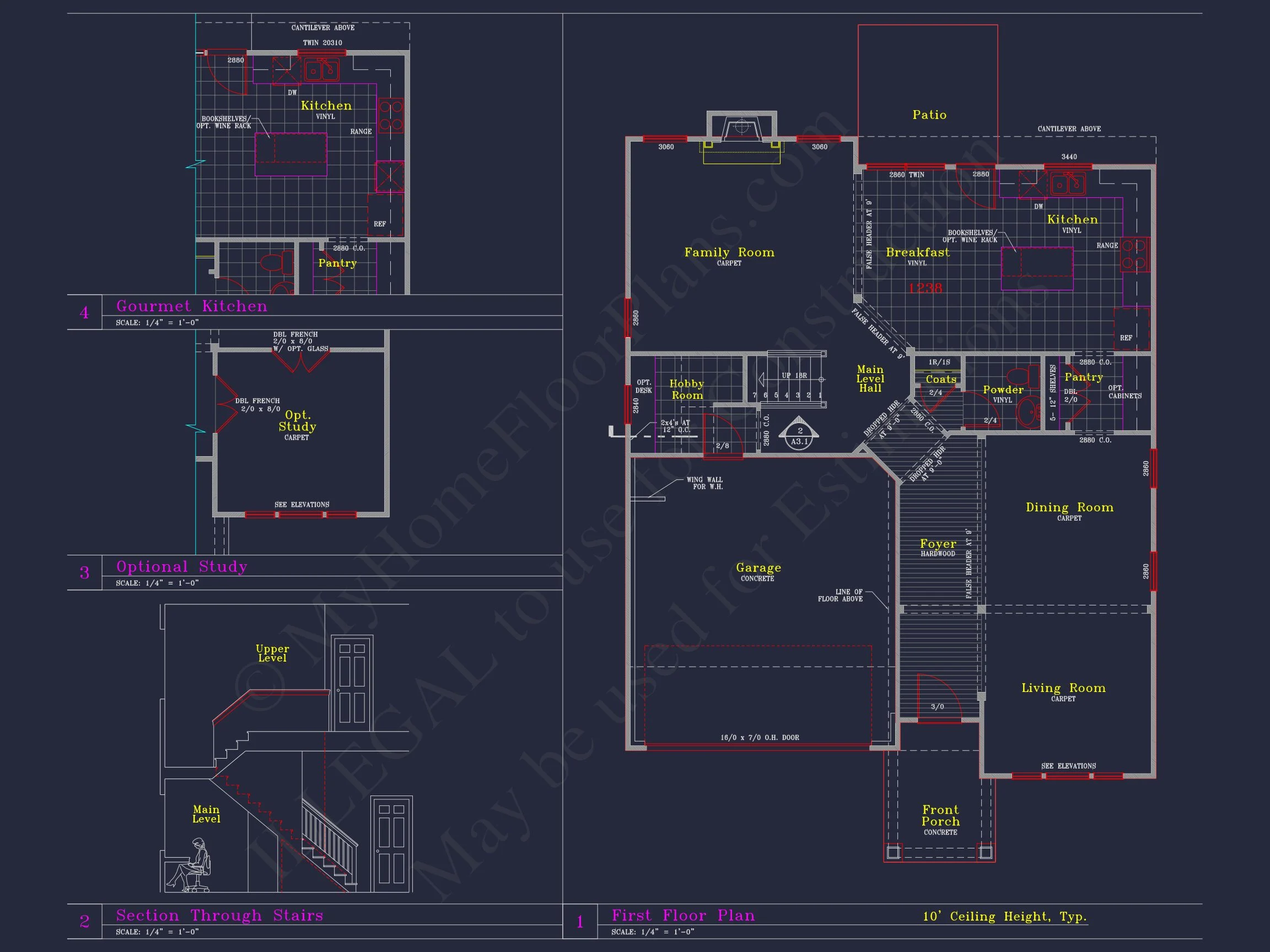 Coastal Craftsman house Plan with Detailed CAD Floor Designs