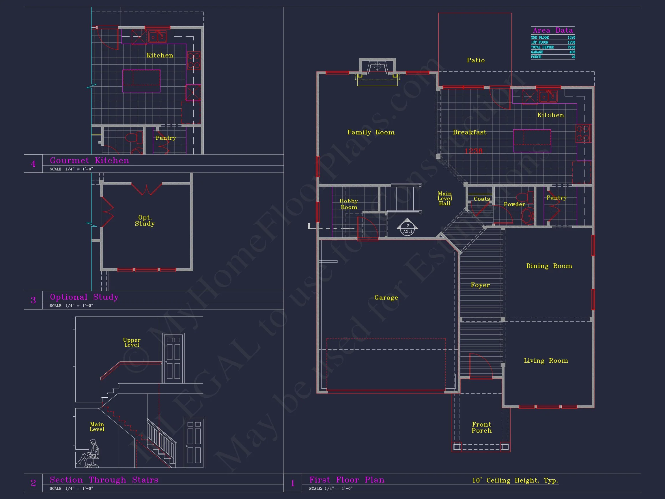 Coastal Craftsman house Plan with Detailed CAD Floor Designs