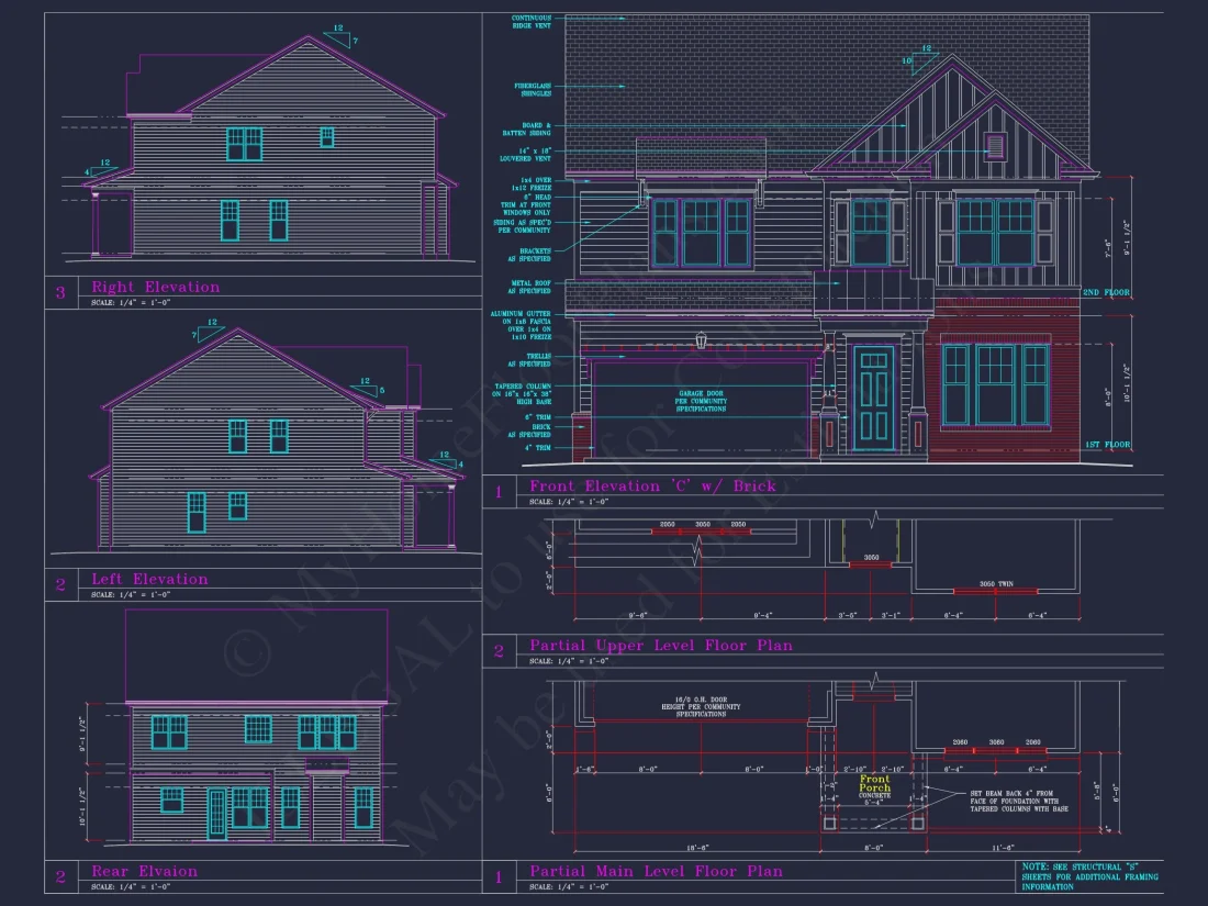 Coastal Craftsman house Plan with Detailed CAD Floor Designs