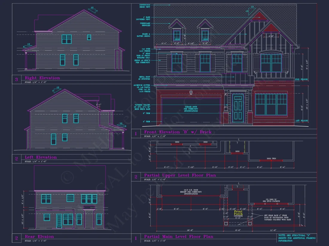 Coastal Craftsman house Plan with Detailed CAD Floor Designs
