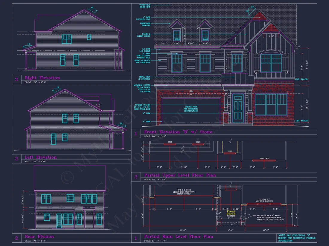 Coastal Craftsman house Plan with Detailed CAD Floor Designs