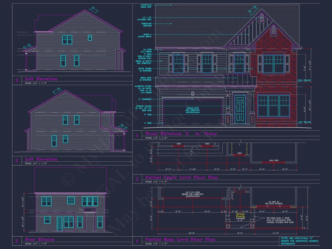 Coastal Craftsman house Plan with Detailed CAD Floor Designs