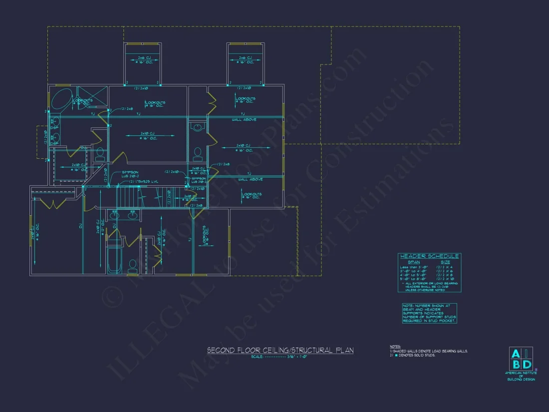 Modern 2-Story house Plan with 4 Bedrooms & CAD Floor Blueprint