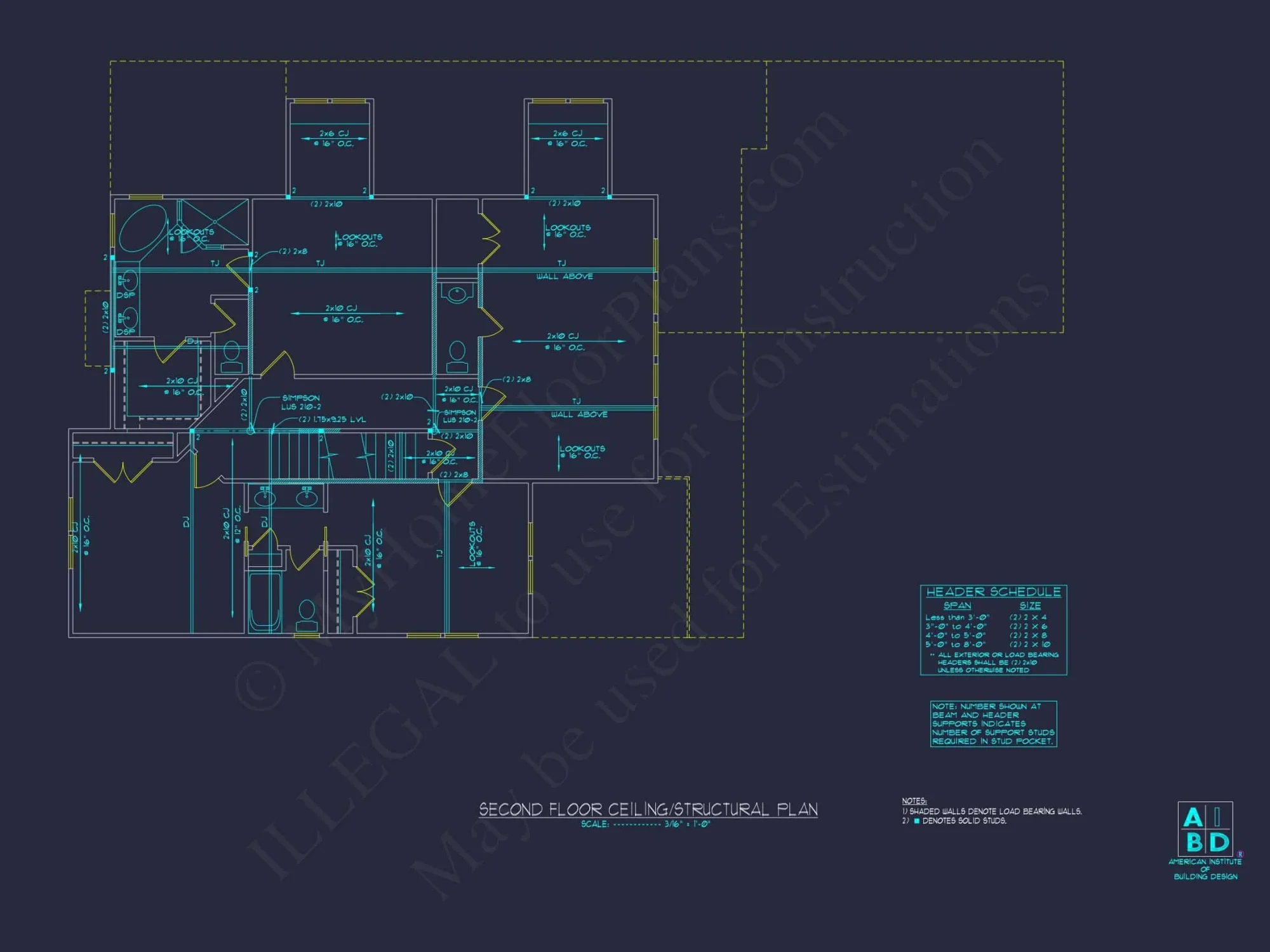 Modern 2-Story house Plan with 4 Bedrooms & CAD Floor Blueprint