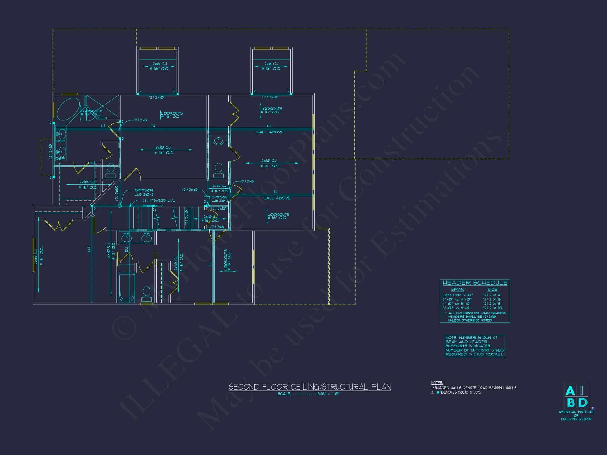 Modern 2-Story house Plan with 4 Bedrooms & CAD Floor Blueprint