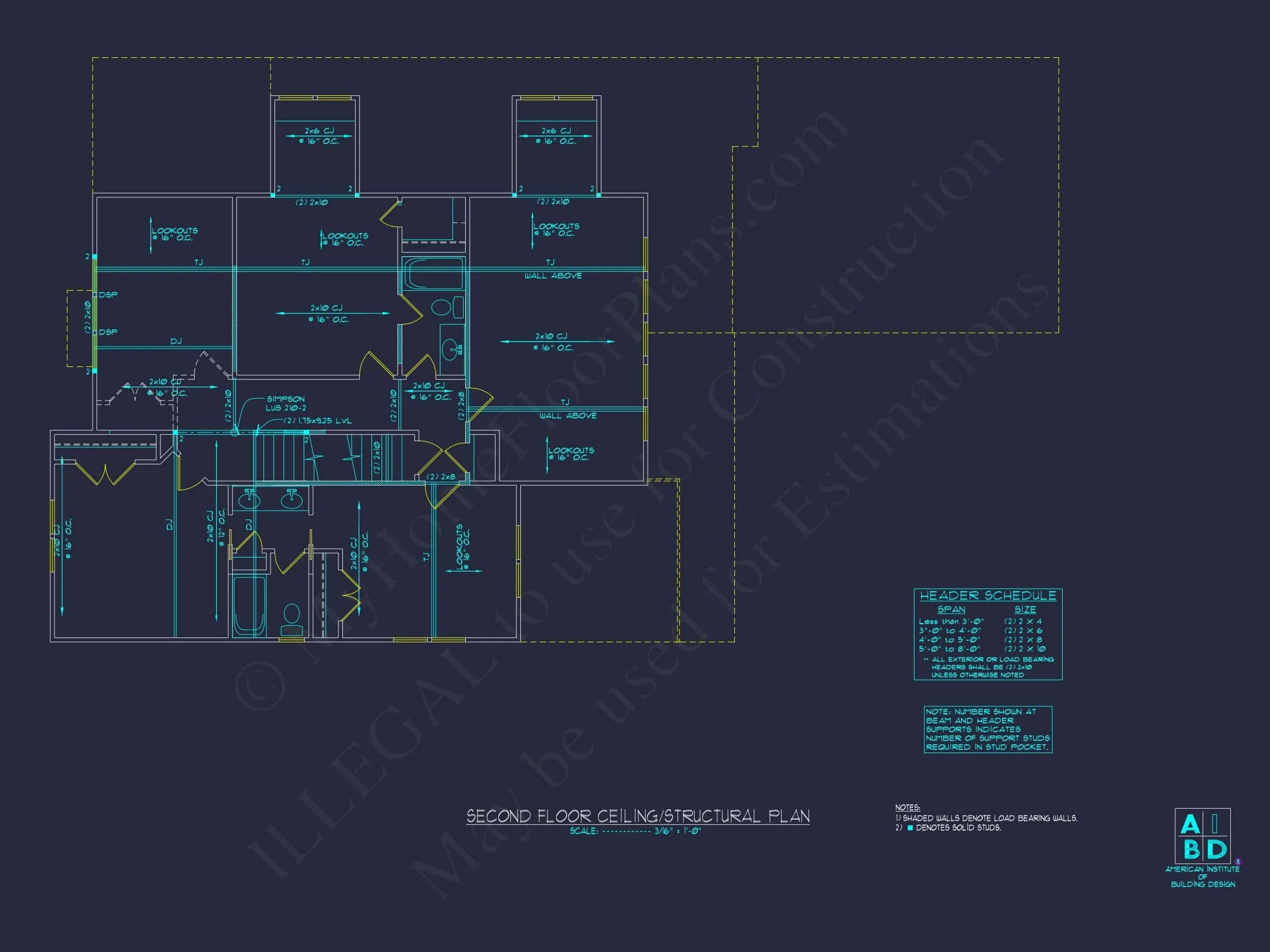 Modern 2-Story house Plan with 4 Bedrooms & CAD Floor Blueprint