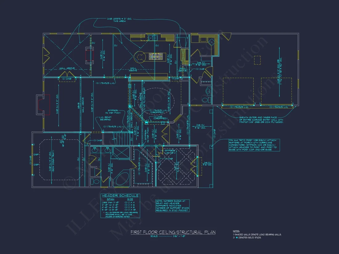 Modern 2-Story house Plan with 4 Bedrooms & CAD Floor Blueprint