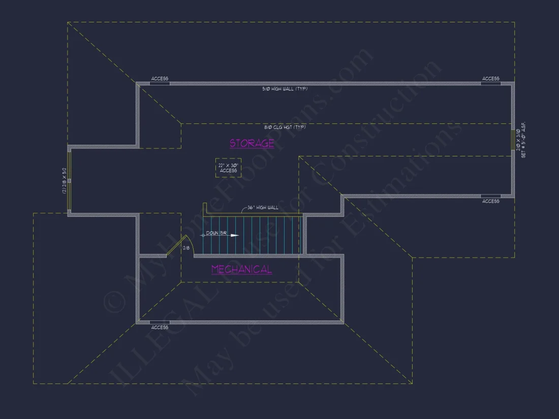 Modern 2-Story house Plan with 4 Bedrooms & CAD Floor Blueprint
