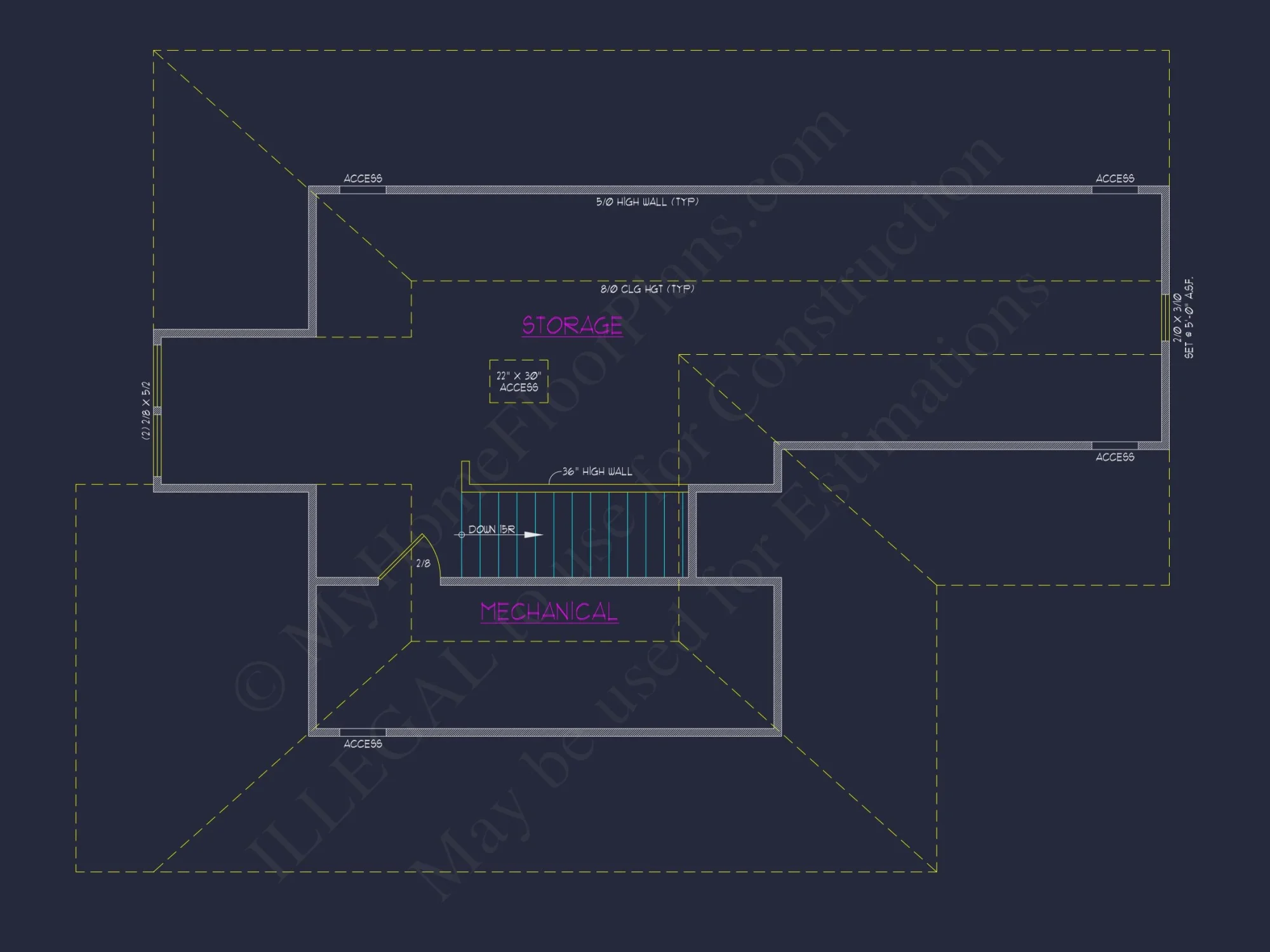 Modern 2-Story house Plan with 4 Bedrooms & CAD Floor Blueprint