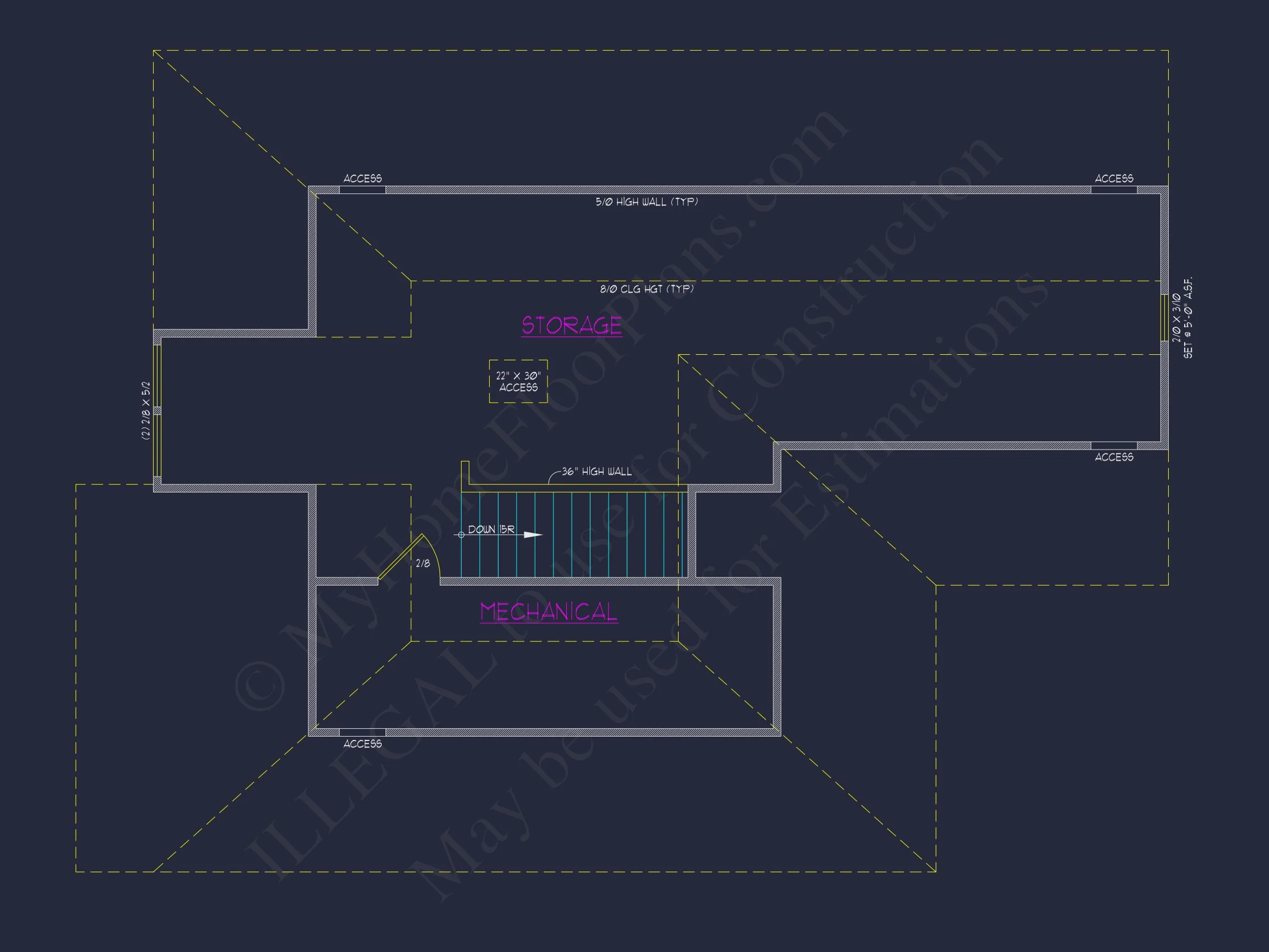 Modern 2-Story house Plan with 4 Bedrooms & CAD Floor Blueprint