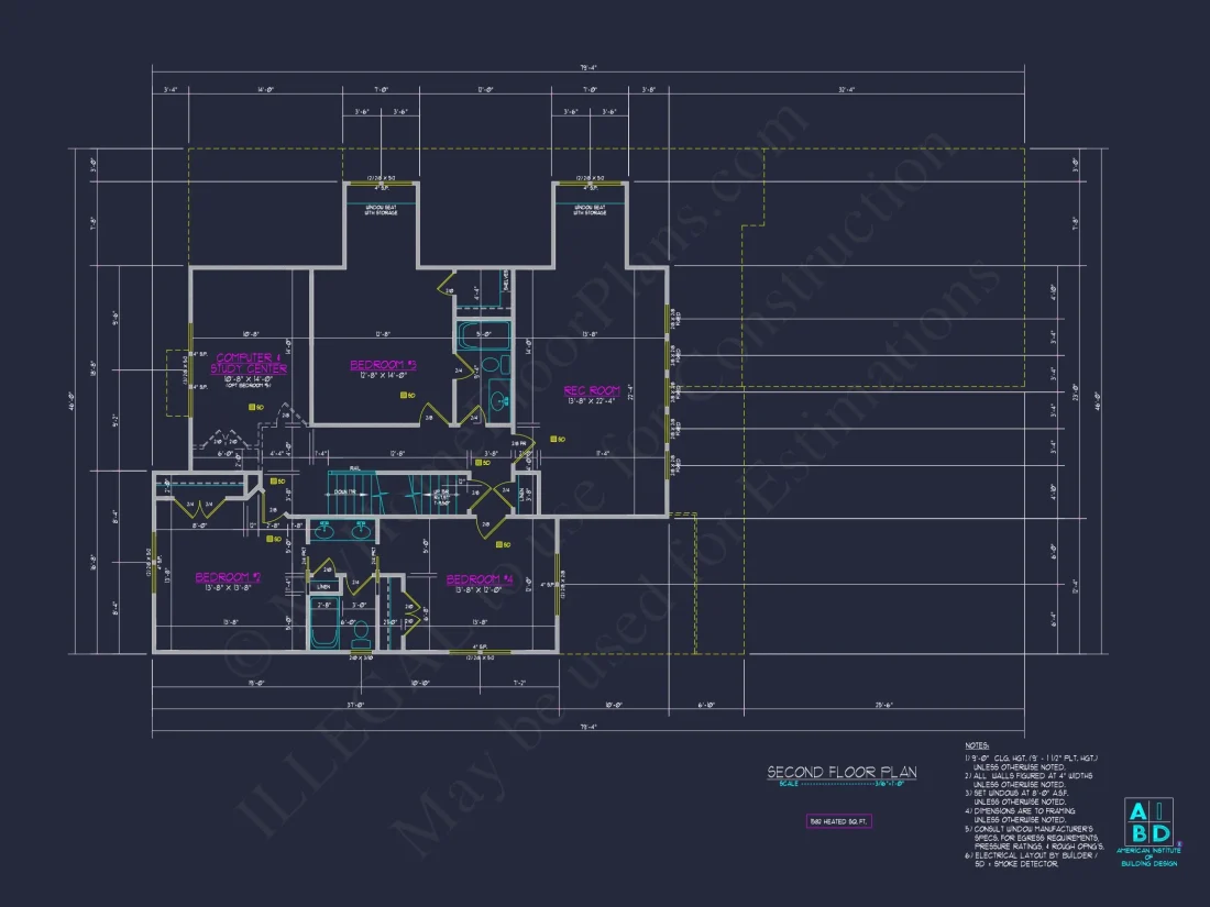 Modern 2-Story house Plan with 4 Bedrooms & CAD Floor Blueprint