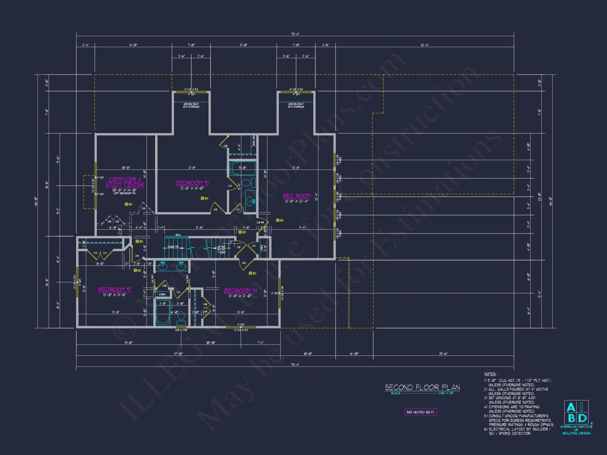 Modern 2-Story house Plan with 4 Bedrooms & CAD Floor Blueprint