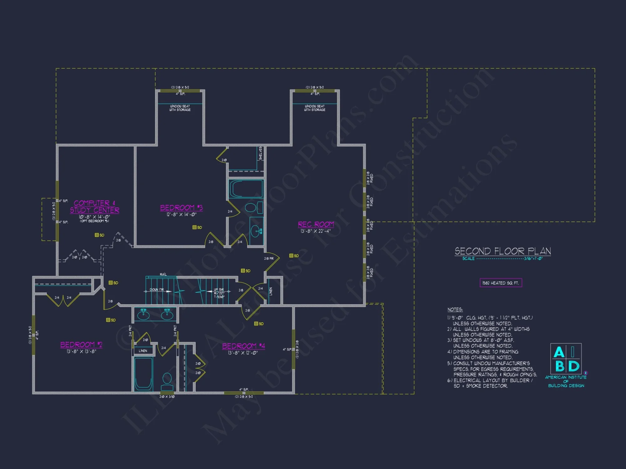 Modern 2-Story house Plan with 4 Bedrooms & CAD Floor Blueprint