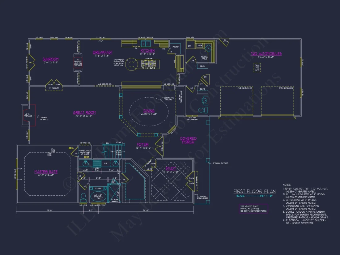 Modern 2-Story house Plan with 4 Bedrooms & CAD Floor Blueprint