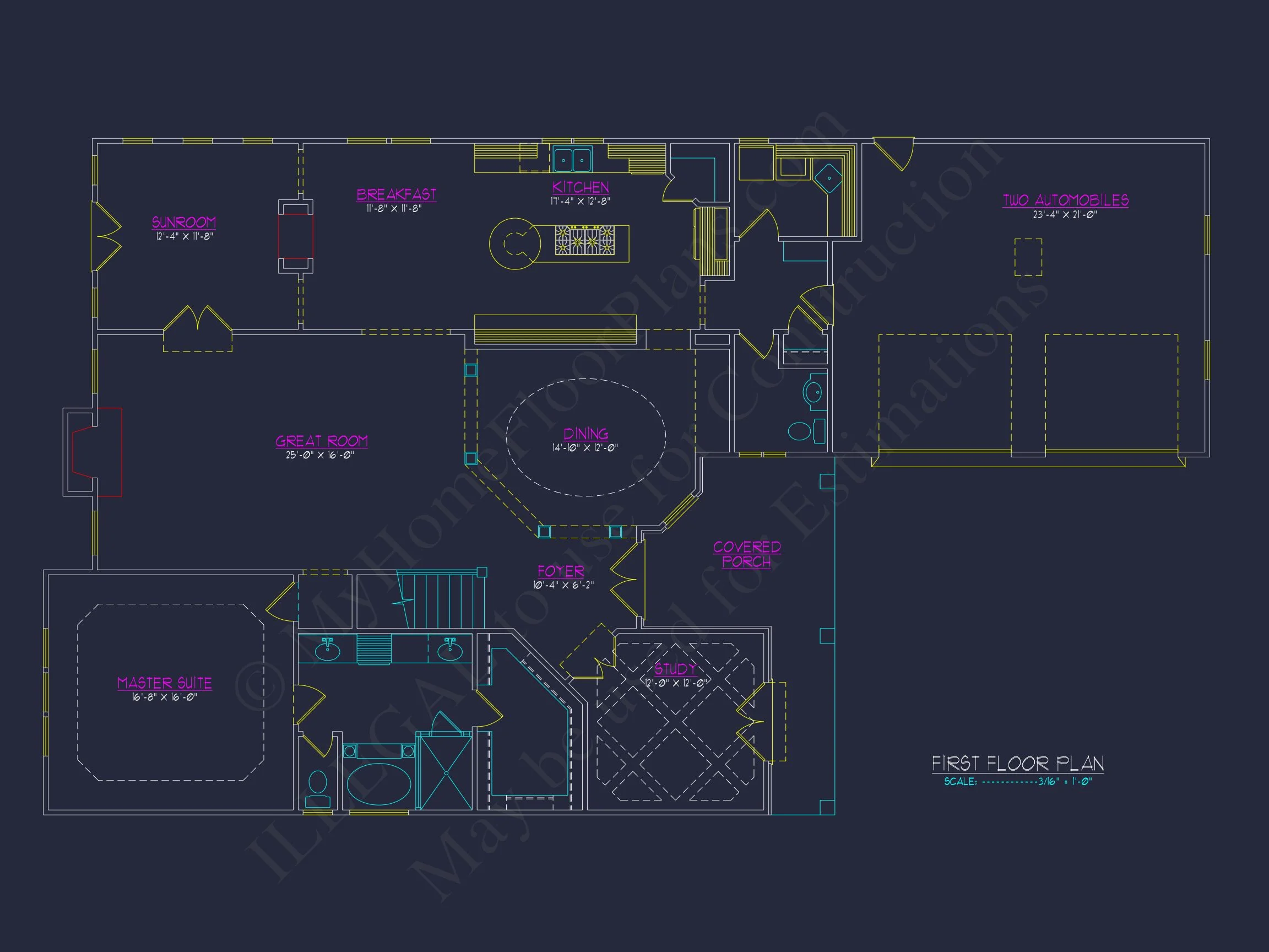 Modern 2-Story house Plan with 4 Bedrooms & CAD Floor Blueprint