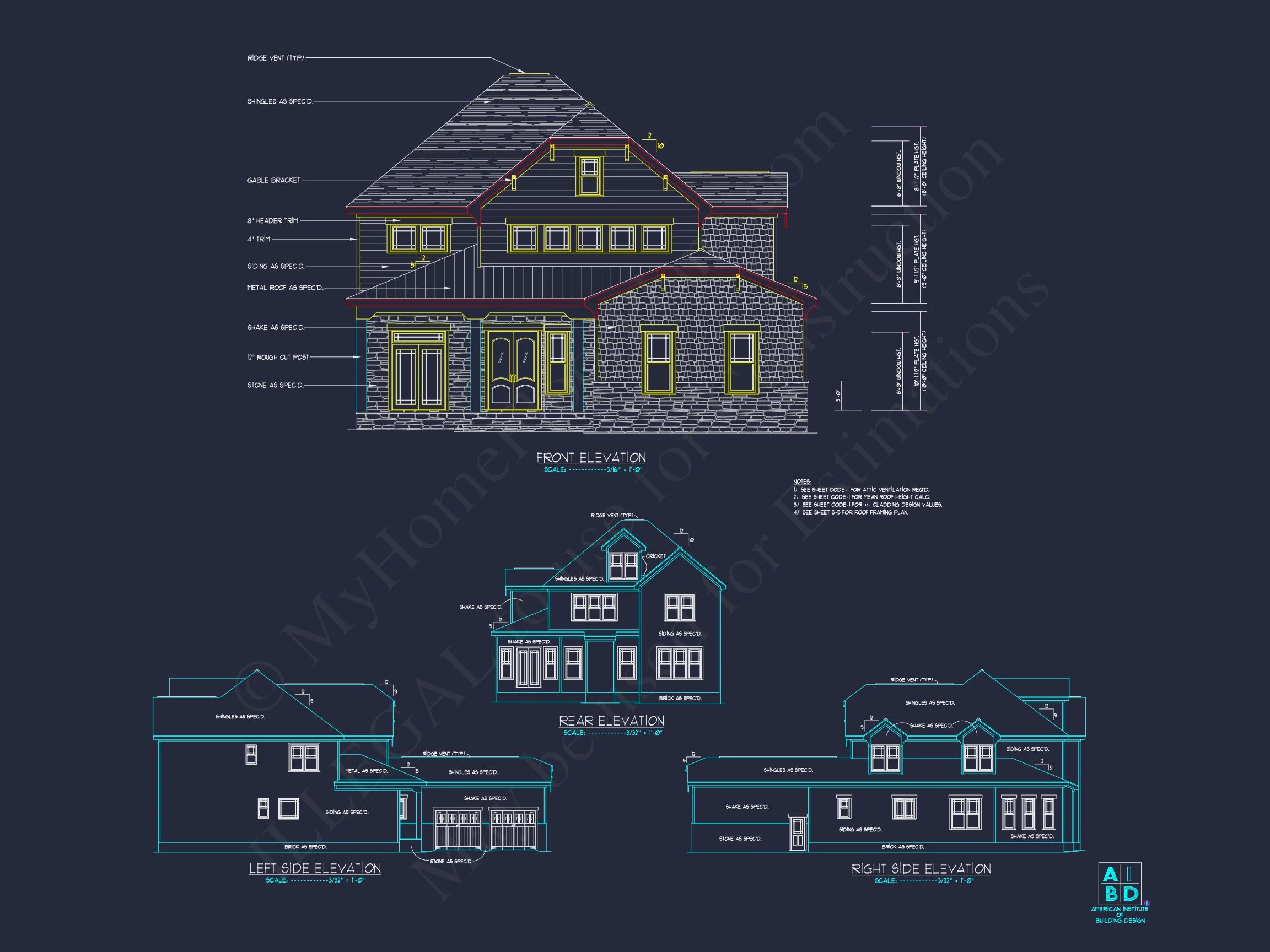 Modern 2-Story house Plan with 4 Bedrooms & CAD Floor Blueprint