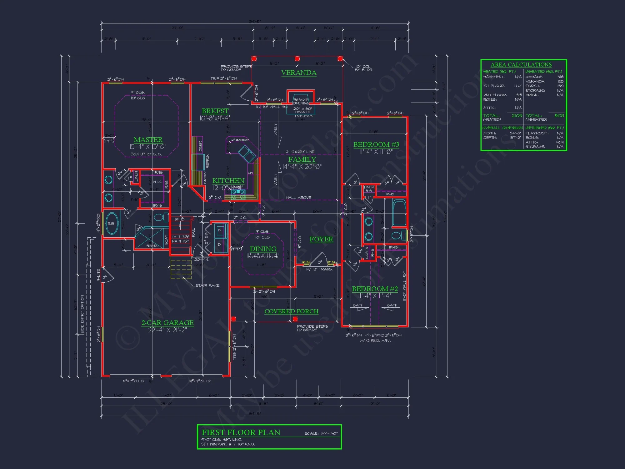 Modern Suburban house Plan with 4 Bedrooms and Open Floor Plan