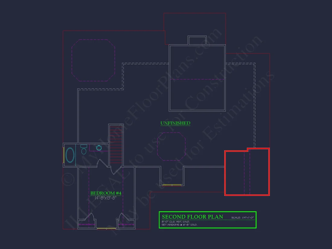 Modern Suburban house Plan with 4 Bedrooms and Open Floor Plan