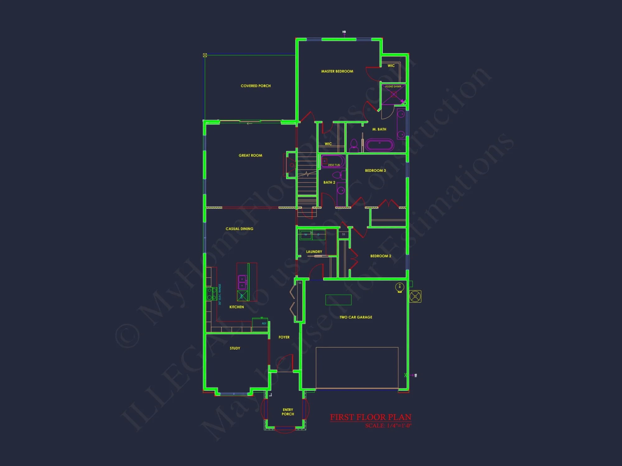Spacious house Plan with Modern Designs and CAD Floor Blueprint