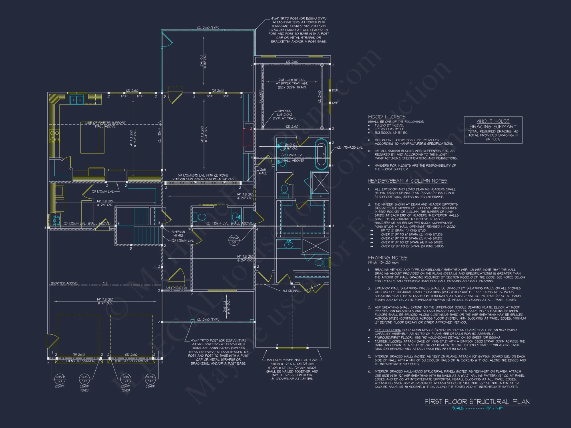 Modern Suburban house Plan with 2 Floors, 4 Bedrooms, and CAD Designs
