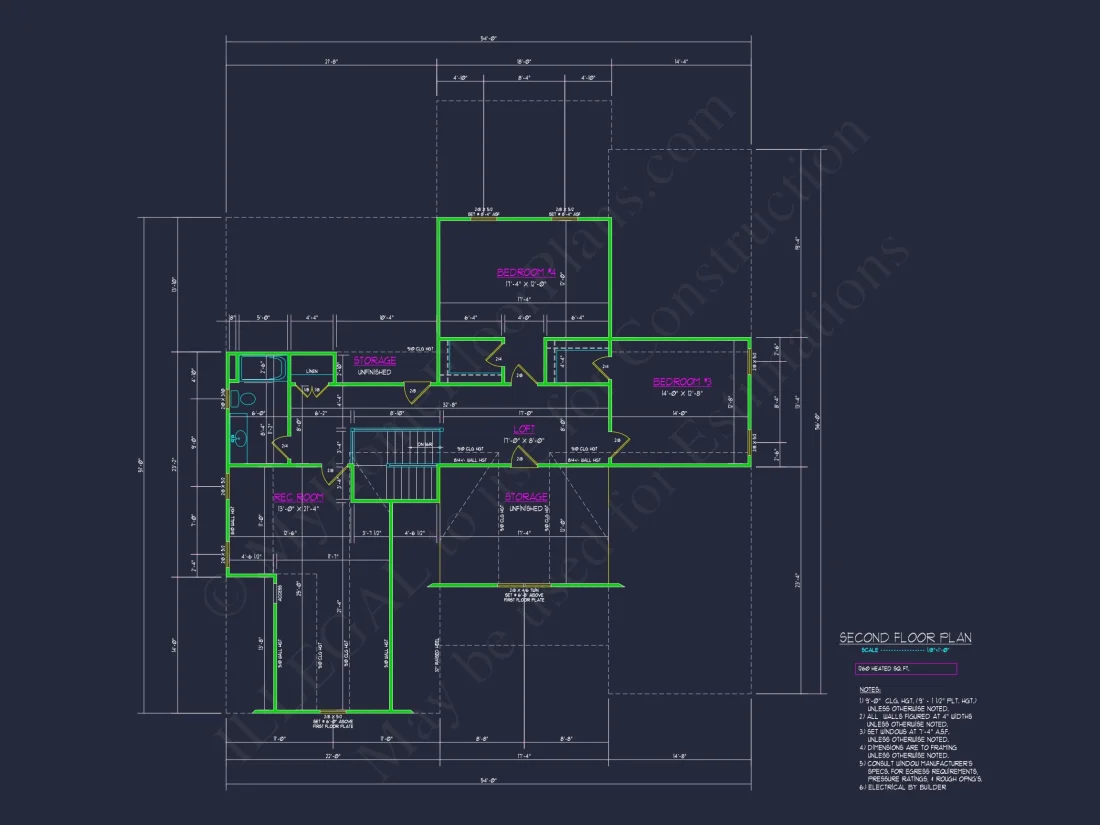 Modern Suburban house Plan with 2 Floors, 4 Bedrooms, and CAD Designs