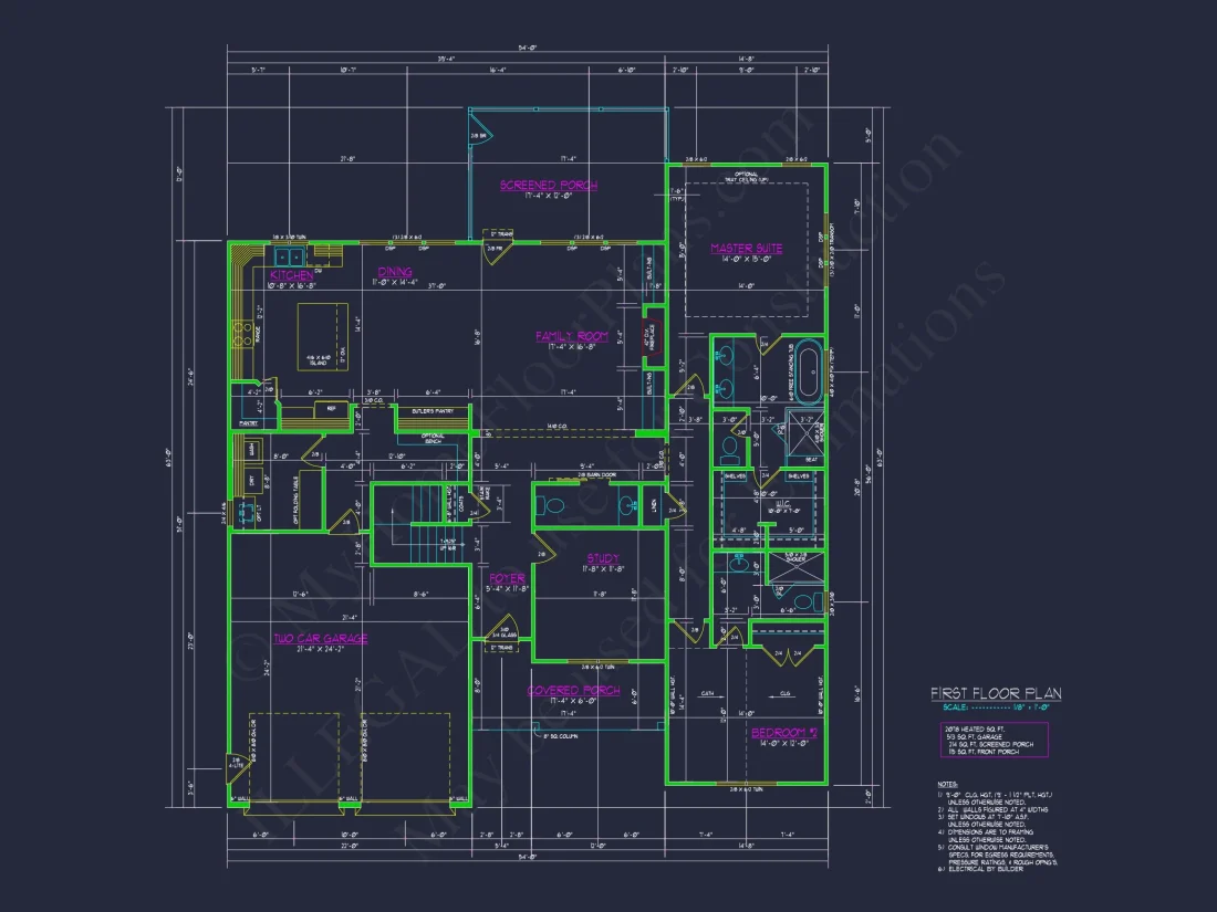 Modern Suburban house Plan with 2 Floors, 4 Bedrooms, and CAD Designs