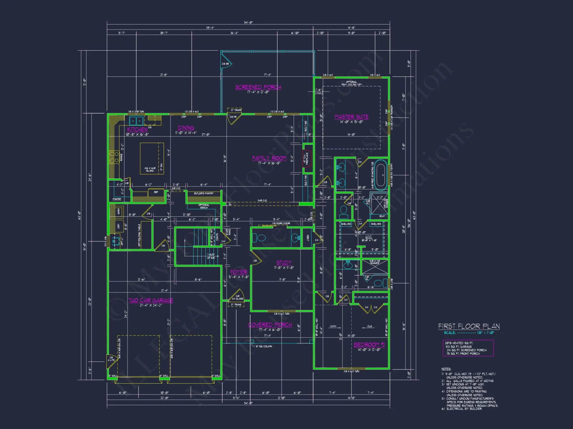 Modern Suburban house Plan with 2 Floors, 4 Bedrooms, and CAD Designs