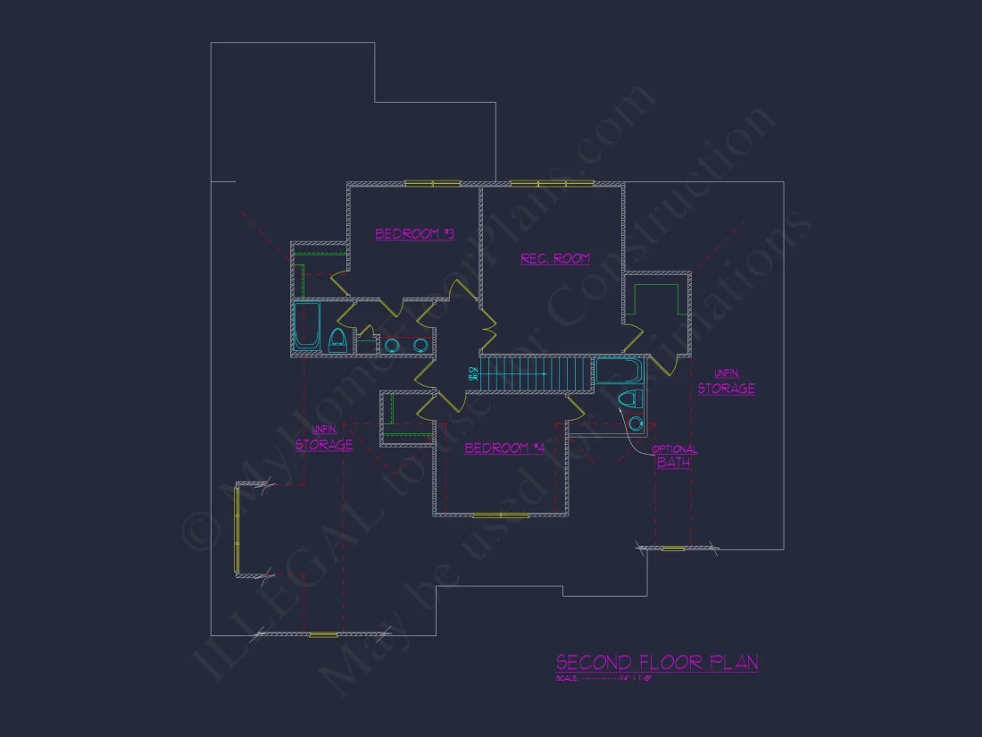 Custom Transitional house Plan with 4 Bedrooms and Elegant Features